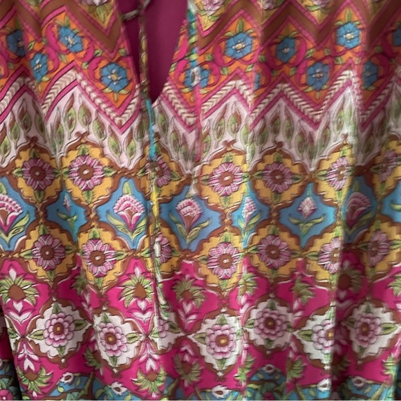 Diane Von Furstenberg Red Parry Silk Chiffon Blouson Aztec Stripe Dress 20209 - Picture 6 of 11